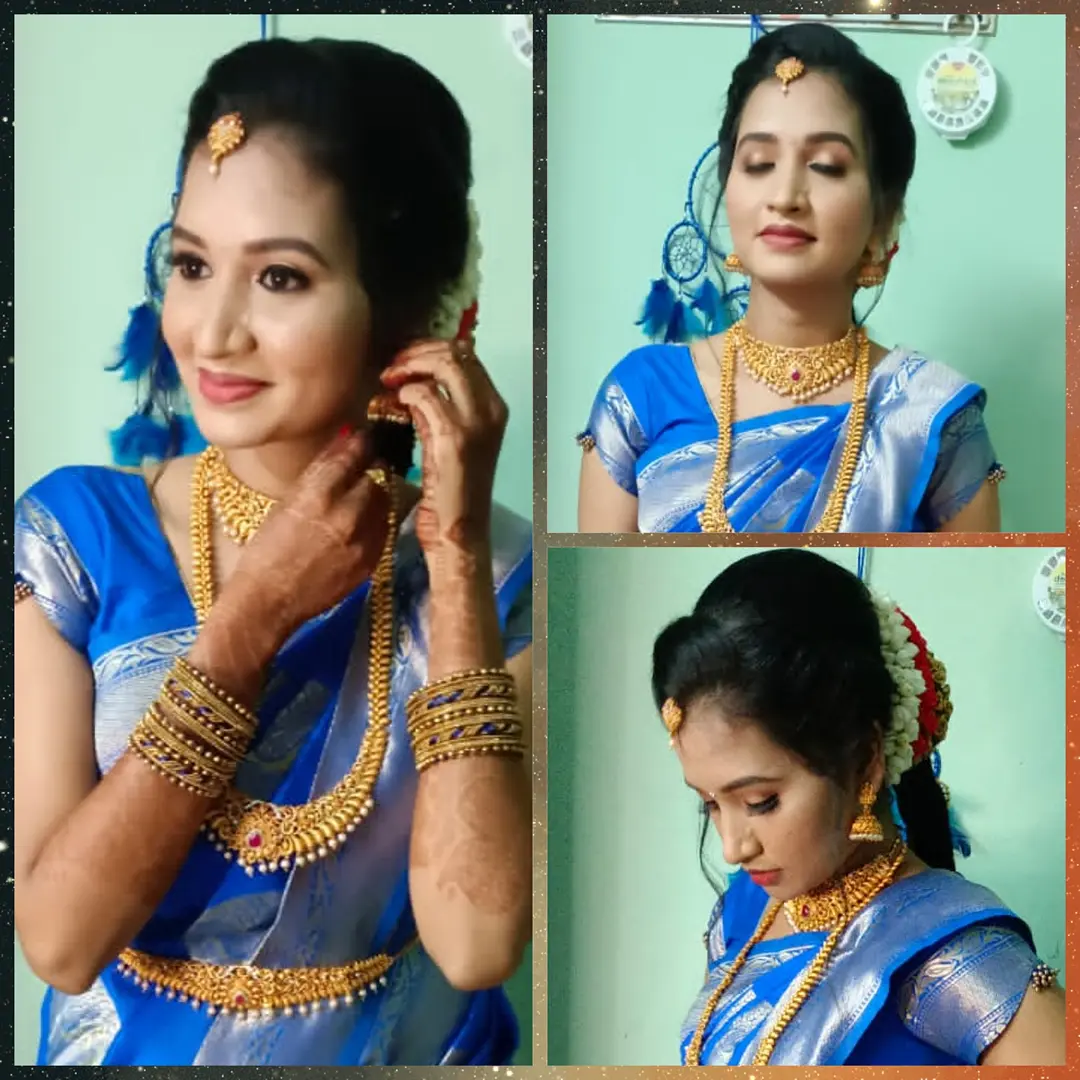 Bride in saree with soft natural makeup