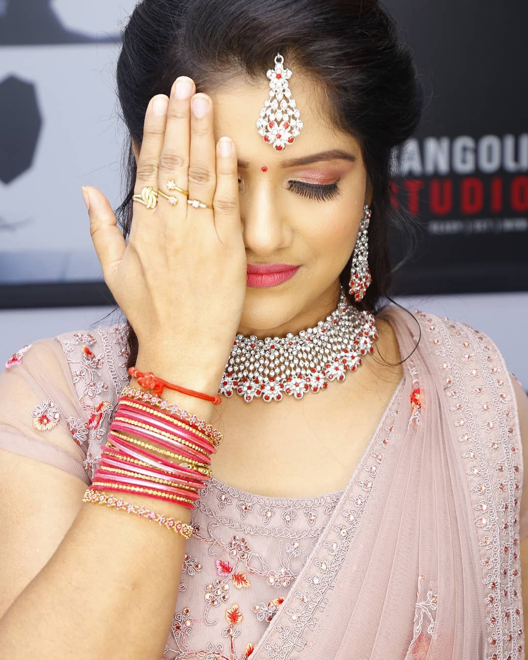 Heirloom bridal portrait with detailed makeup